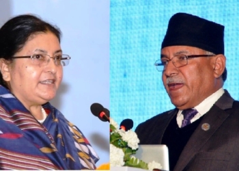 रिसाएर राष्ट्रपति भण्डारीले प्रचण्डलाई सोधिन्ः माधव नेपालसँग पार्टी एकता गर्न लागेको हो?